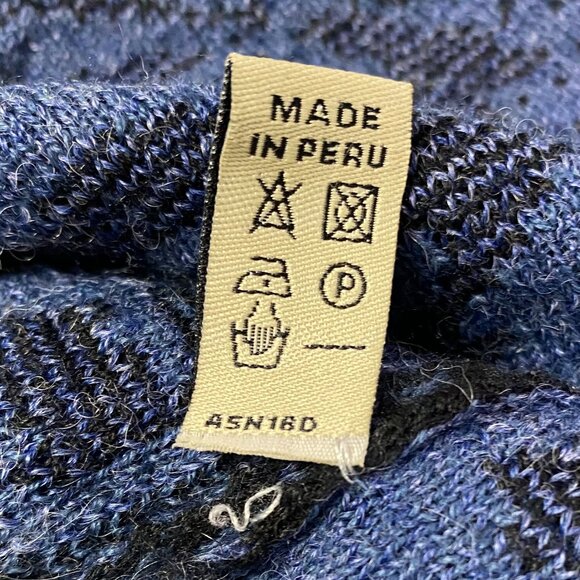 Peruvian Link Alpaca Sweater Women's Medium Blue Black Full Zip Cardigan Peru - Picture 7 of 13
